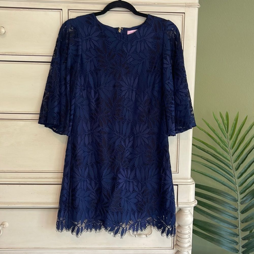 Lilly Pulitzer Jackelin Romper Navy Lace size 2 - Picture 3 of 10